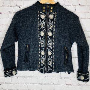 Icelandic Design Gray Wool Knitted Jacket Medium